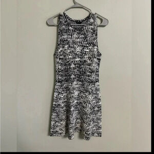 THEORY Alancy C Tweed Fit & Flare Dress Black White Pixel Size Medium Sleeveless